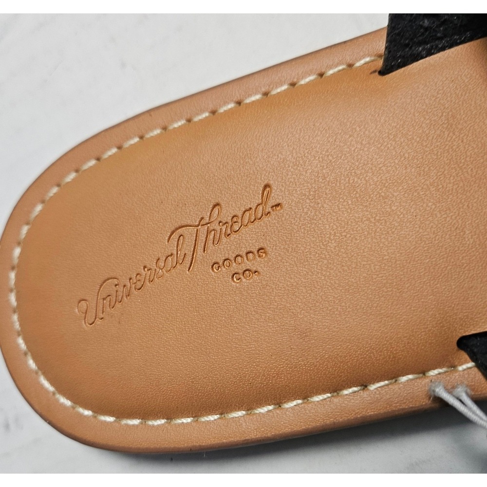 Universal Thread Womens Black Laser Cut Thong Sandals Flat Slides Size 10 NEW - Picture 3 of 10